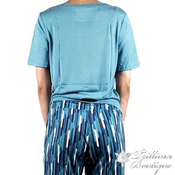 Felina Women's Pajama Set Maui Blue Diamond Stripe - Picture 8 of 8